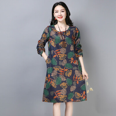 Tailored Women Fashion Plus Size Folk-Custom Loose Floral Printed Cotton And Linen Dress
Tailored Women Fashion Plus Size Folk-Custom Loose Floral Printed Cotton And Linen Dress