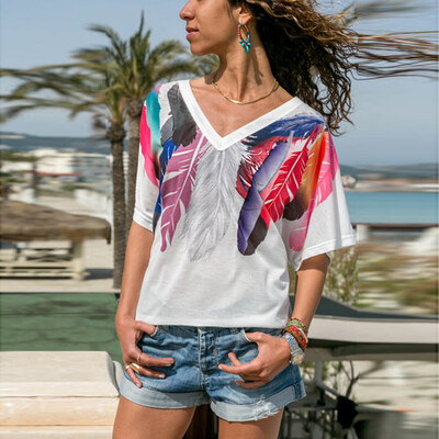 Starmoon Womens Summer Casual Feather Short Sleeve V Neck Daily Tee Blouse T-Shirt Tops
Starmoon Womens Summer Casual Feather Short Sleeve V Neck Daily Tee Blouse T-Shirt Tops