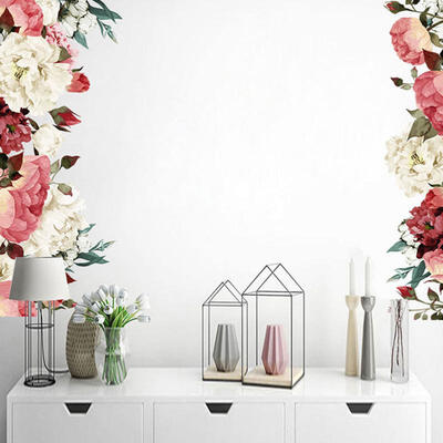 Greensen Peony Flowers Pattern Wall Sticker Art Decal Background Sticker for Home Bedroom Decoration