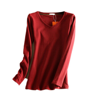 Autumn Winter Plus Size Women V-Neck Slim Breathable Cotton Plus Velvet Thickening Long Sleeve t-shirt Casual Tops
Autumn Winter Plus Size Women V-Neck Slim Breathable Cotton Plus Velvet Thickening Long Sleeve t-shirt Casual Tops
