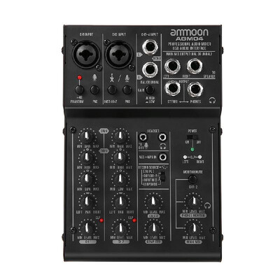 ammoon 4-Channel Mini Mixing Console Digital Audio Mixer 2-band EQ Built-in 48V Phantom Power 5V USB Powered for Home Studio Recor 
ammoon 4-Channel Mini Mixing Console Digital Audio Mixer 2-band EQ Built-in 48V Phantom Power 5V USB Powered for Home Studio Recor