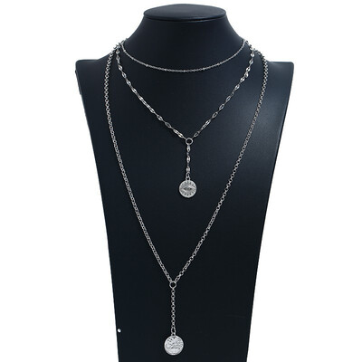New Gold Multi-layer Long Necklace Pendant Shell Round Sequin Bead Chain Necklace Simple Moon Stars Fashion Retro Sexy Necklace