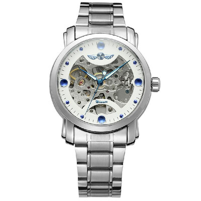 Winner 005 Business Men Mechanical Watch Time Display Fashion Casual Stainless Steel Leather Strap Bracelet 3ATM Waterproof Self-W 
Winner 005 Business Men Mechanical Watch Time Display Fashion Casual Stainless Steel Leather Strap Bracelet 3ATM Waterproof Self-W