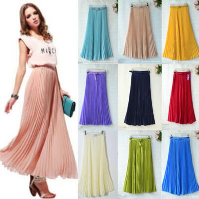 Ladies Retro Chiffon Pleated Double Layer Skirt Women Long High Waist Maxi Dress
Ladies Retro Chiffon Pleated Double Layer Skirt Women Long High Waist Maxi Dress