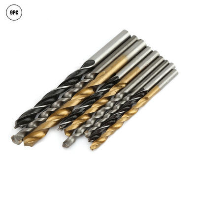 Greensen 9pcsset Round Shank Twist Drill Bits Combination Tools for Electric Drill