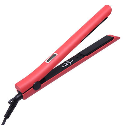 Adjustable Temp Ceramic Hair Straightener with LCD Display-Red
