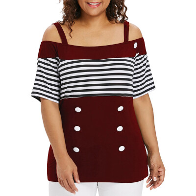 Nomeni Fashion Women Off Shouder Camisole Stripe Print Short Sleeve Button T-Shirt Tops
Nomeni Fashion Women Off Shouder Camisole Stripe Print Short Sleeve Button T-Shirt Tops
