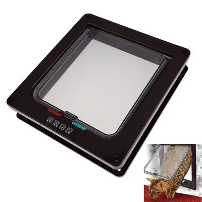 Coffee 4 Ways Lockable Dog Cat Kitty Door Security Flap Gate Pet Supplies