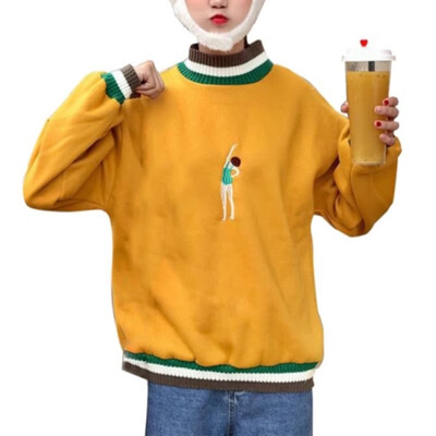 Lantern Sleeve Embroidered Thicken Long Sleeve Turtleneck Sweater 
Lantern Sleeve Embroidered Thicken Long Sleeve Turtleneck Sweater