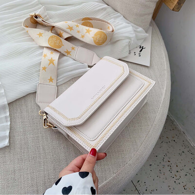 Baihuan Women 2019 New Broadband simple Ocean Air small Square bag Summer Korean version Leisure slanted small Square bag