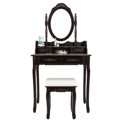 Makeup Dresser Modern Concise 4-Drawer 360-Degree Rotation Removable Mirror Dresser Brown
Makeup Dresser Modern Concise 4-Drawer 360-Degree Rotation Removable Mirror Dresser Brown
