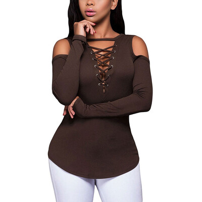 Womens Cold Shoulder Casual Long Sleeve Lace-Up Stretchy Shirt Blouse Tops 
Womens Cold Shoulder Casual Long Sleeve Lace-Up Stretchy Shirt Blouse Tops
