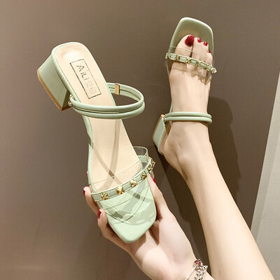 Transparent high heel one shoe two sandals ladiesshoes summer Korean version fairy wind thick heel sandals&slippers
Transparent high heel one shoe two sandals ladiesshoes summer Korean version fairy wind thick heel sandals&slippers