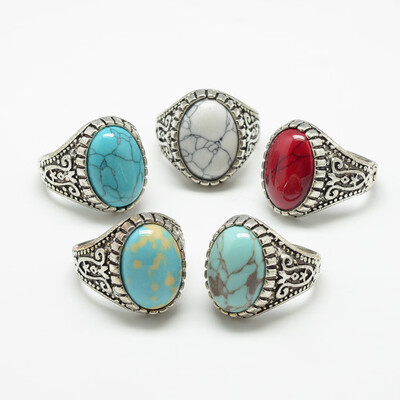 Synthetic Turquoise Wide Band Finger Rings with Alloy Ring Findings Antique Silver Oval Size 711 Mixed Color 1721mm
Synthetic Turquoise Wide Band Finger Rings with Alloy Ring Findings Antique Silver Oval Size 711 Mixed Color 1721mm