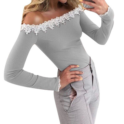 Autumn Fashion Women One word collar Strapless shoulder Long sleeves Sexy Lace Slim fit T-shirt
Autumn Fashion Women One word collar Strapless shoulder Long sleeves Sexy Lace Slim fit T-shirt