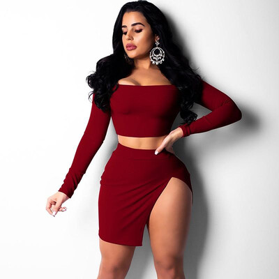 Women Two Piece Set Crop Top Skirt Off Shoulder High Waist Split Mini Bodycon Sexy Night Clubwear
Women Two Piece Set Crop Top Skirt Off Shoulder High Waist Split Mini Bodycon Sexy Night Clubwear