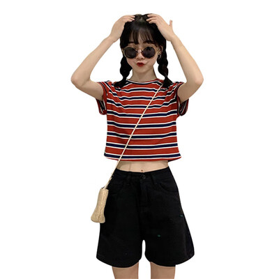 Summer Womens Style Elegant Design Casual O Neck Striped Short Sleeve Stretch Pullover Crop Top T-Shirt
Summer Womens Style Elegant Design Casual O Neck Striped Short Sleeve Stretch Pullover Crop Top T-Shirt
