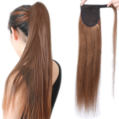 Clip in human hair ponytail wrap hair extension 20" straight
Clip in human hair ponytail wrap hair extension 20" straight