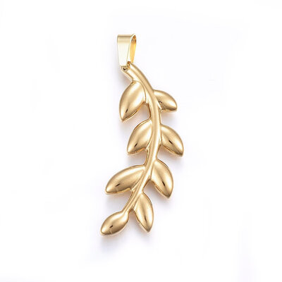 304 Stainless Steel Pendants Large Hole Pendants Olive Branch Golden 42x17x35mm Hole 8x4mm
304 Stainless Steel Pendants Large Hole Pendants Olive Branch Golden 42x17x35mm Hole 8x4mm