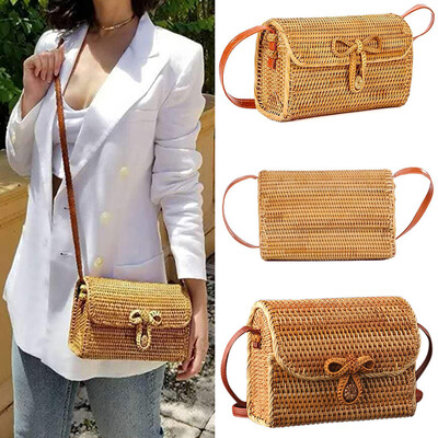Tailored Womens Bali Retro Rattan Woven Crossbody Bag Handbag Tote Bag with Bow Clasp
Tailored Womens Bali Retro Rattan Woven Crossbody Bag Handbag Tote Bag with Bow Clasp