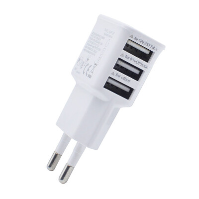 Travel 5V 2A 3PORTS USB EU Wall AC Charger Adapter for Mobile Phone