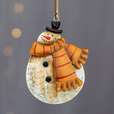 FUNNYBUNNY Christmas Wrought Iron Pendant American Retro Old Decoration Santa Snowman Pendant Christmas Tree Decoration