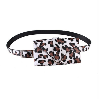 Women Ladies Fashion Leopard Print Waist Bag Girl Waist Pack Hip Waist Pack Plush Pu Waist Belt Bag Pouch