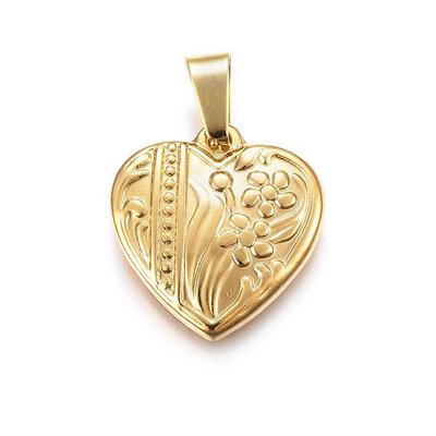 304 Stainless Steel Pendants Large Hole Pendants Heart with Flower Golden 19x18x3mm Hole 8x4mm
304 Stainless Steel Pendants Large Hole Pendants Heart with Flower Golden 19x18x3mm Hole 8x4mm