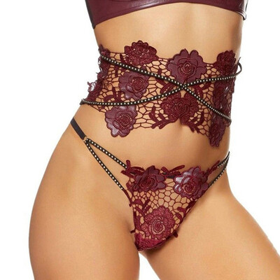 Toponeto New Womens Leather Sexy Detail Belt Floral Hollow Lingerie With Thong Underwear
Toponeto New Womens Leather Sexy Detail Belt Floral Hollow Lingerie With Thong Underwear