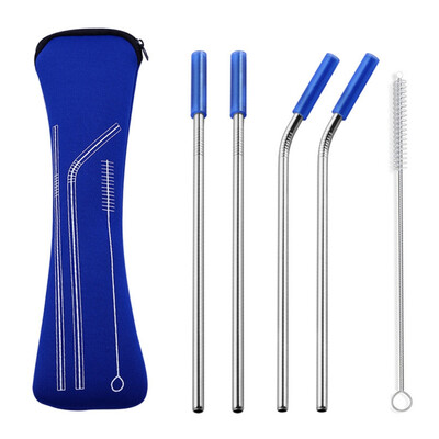 Reusable Stainless Steel Drinking Straws With Cleaning Brush Silicone Cover Kitchen Bent Straight Drinks Straw Supplies
Reusable Stainless Steel Drinking Straws With Cleaning Brush Silicone Cover Kitchen Bent Straight Drinks Straw Supplies