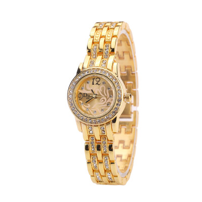 Hot alloy set ladies double row drill bracelet watch