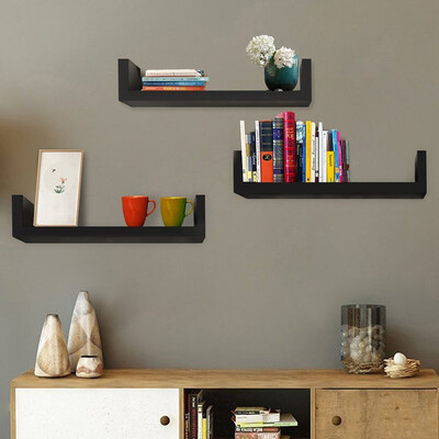 Set of 3 Floating Shelves Bookshelf Wall Mount Shelf Display Home Decor Black