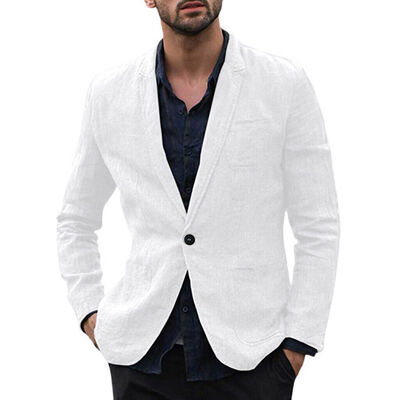 Mens Casual Linen Blazer Long Sleeve One-Button Lightweight Jacket Sport Coat
Mens Casual Linen Blazer Long Sleeve One-Button Lightweight Jacket Sport Coat
