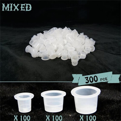 Toponeto Tattoo Ink Caps Cups 300 pcs Mixed Sizes 9 Small 13 Medium 16 Large