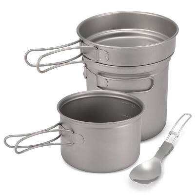 Camping Titanium Cookware Set 1000ml 750ml Pot Pan Spork Set for Outdoor Camping Hiking Backpacking Picnic Cooking Equipment
Camping Titanium Cookware Set 1000ml 750ml Pot Pan Spork Set for Outdoor Camping Hiking Backpacking Picnic Cooking Equipment