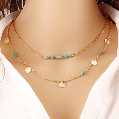 Europe&The United States Women Turquoise Clavicle Chain Double Layer Necklace Sequins Jewelry
Europe&The United States Women Turquoise Clavicle Chain Double Layer Necklace Sequins Jewelry