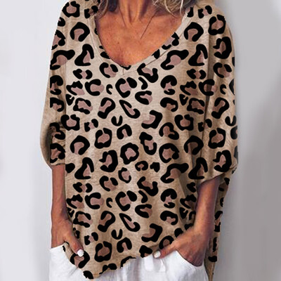 Women Fashion Casual Leopard Printed Tee Tops Loose Sleeve V-neck T-shirt Blouse
Women Fashion Casual Leopard Printed Tee Tops Loose Sleeve V-neck T-shirt Blouse