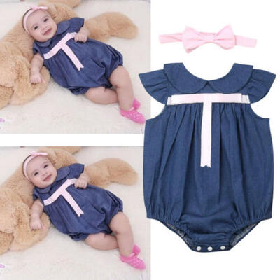 US Newborn Baby Girls Denim Bow-knot Romper Headband Bodysuit Set Outfits 0-24M
US Newborn Baby Girls Denim Bow-knot Romper Headband Bodysuit Set Outfits 0-24M