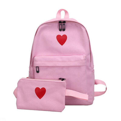Canvas Schoolbag Large Capacity Zipper Backpack Travel Bag For Girls