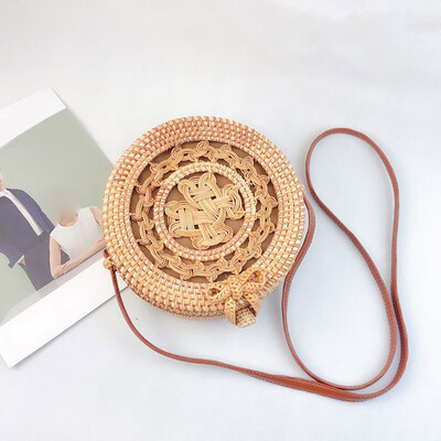 Tailored Circle Handwoven Bali Round Retro Rattan Straw Beach Bag Crossbody