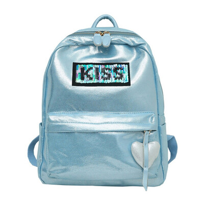 Women Ladies Fashion Letter Sequins Bling Heart Shoulder Handbag Backpack Bags