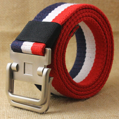 New stripe Canvas belt fashion Alloy Double ring buckle Men belt casual Thicken Canvas Men&Women belt 110-140cm
New stripe Canvas belt fashion Alloy Double ring buckle Men belt casual Thicken Canvas Men&Women belt 110-140cm