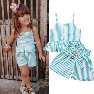 Toddler Baby Gils Stripes Summer Outfits Spaghetti Strap Button Down Top&Bowknot Short
Toddler Baby Gils Stripes Summer Outfits Spaghetti Strap Button Down Top&Bowknot Short
