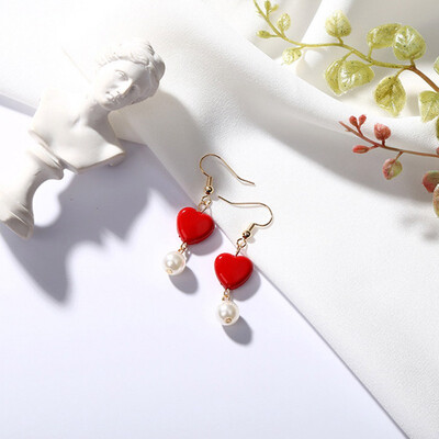 Women Japanese And Korean Style Fashion Design Sweet Pearl Earrings Red Love Geometric Asymmetrical Peach Heart Earrings
Women Japanese And Korean Style Fashion Design Sweet Pearl Earrings Red Love Geometric Asymmetrical Peach Heart Earrings