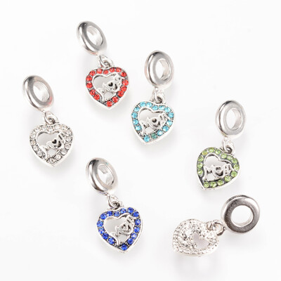 Alloy European Dangle Beads with Rhinestones Heart Large Hole Pendants Platinum Mixed Color 265mm Hole 5mm
Alloy European Dangle Beads with Rhinestones Heart Large Hole Pendants Platinum Mixed Color 265mm Hole 5mm