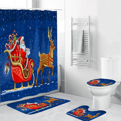 4 Piece Christmas Theme Bathroom Decoration Non Slip Rug Toliet Cover Bath Mat Shower Curtain
4 Piece Christmas Theme Bathroom Decoration Non Slip Rug Toliet Cover Bath Mat Shower Curtain