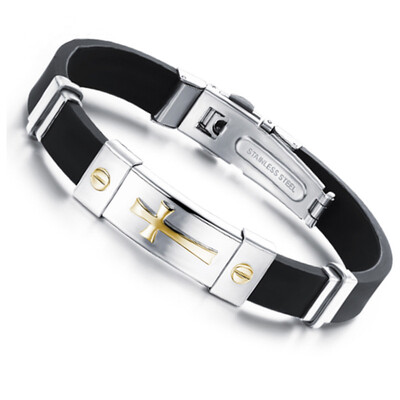 Fashion Cross Bracelet Christian Bracelet Silicone Unisex Jewelry