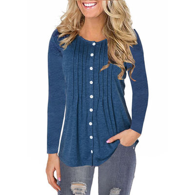 Women Autumn Fashion Concise Casual All-match Solid Color Button Decor Long Sleeve T-shirts
Women Autumn Fashion Concise Casual All-match Solid Color Button Decor Long Sleeve T-shirts