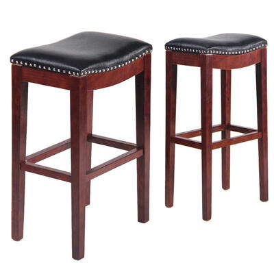 Set of 2 Backless Leather Bar Stools Chairs Wood 315" High w Nailhead Accents
Set of 2 Backless Leather Bar Stools Chairs Wood 315" High w Nailhead Accents
