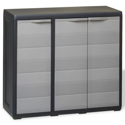 Garden Storage Cabinet with 2 Shelves Black&Gray